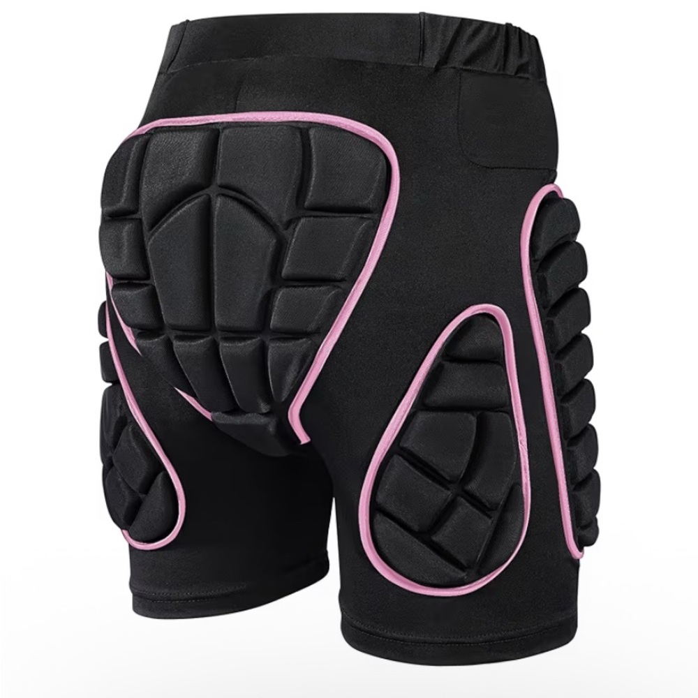 Ohmotor Black Padded Protective Shorts with Pink Trim